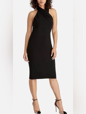 NWT RACHEL Rachel Roy One-Shoulder Black Midi Dress